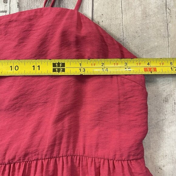 Abercrombie & Fitch Tiered Trapeze Midi Dress Pockets Size Small Cherry Summer - Picture 14 of 16